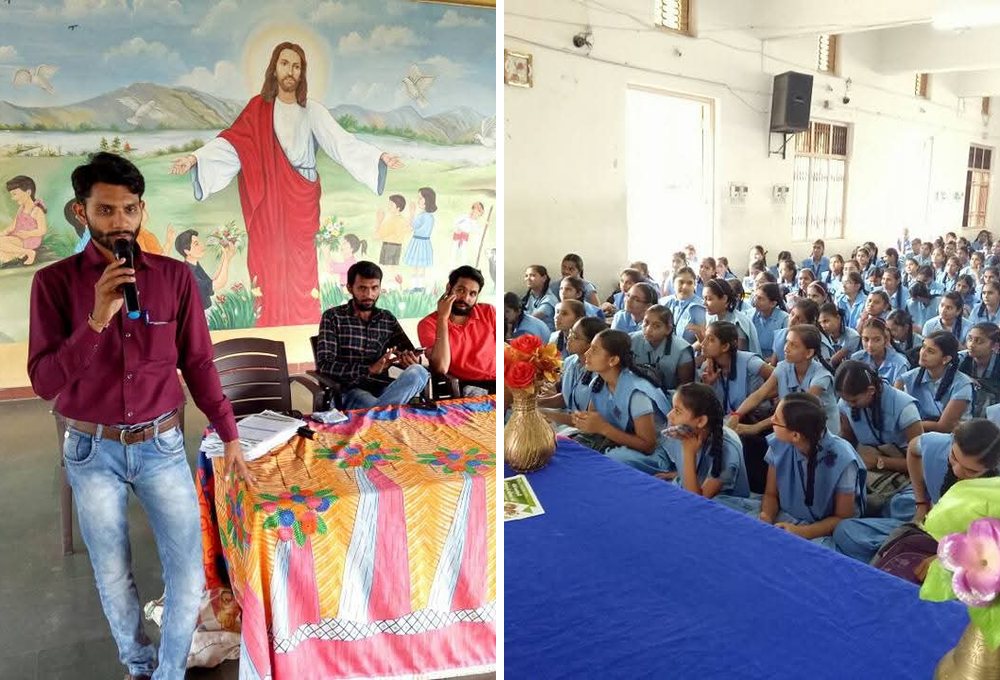 Y.Y.P speaker addressing students at a Swadeshi seminar